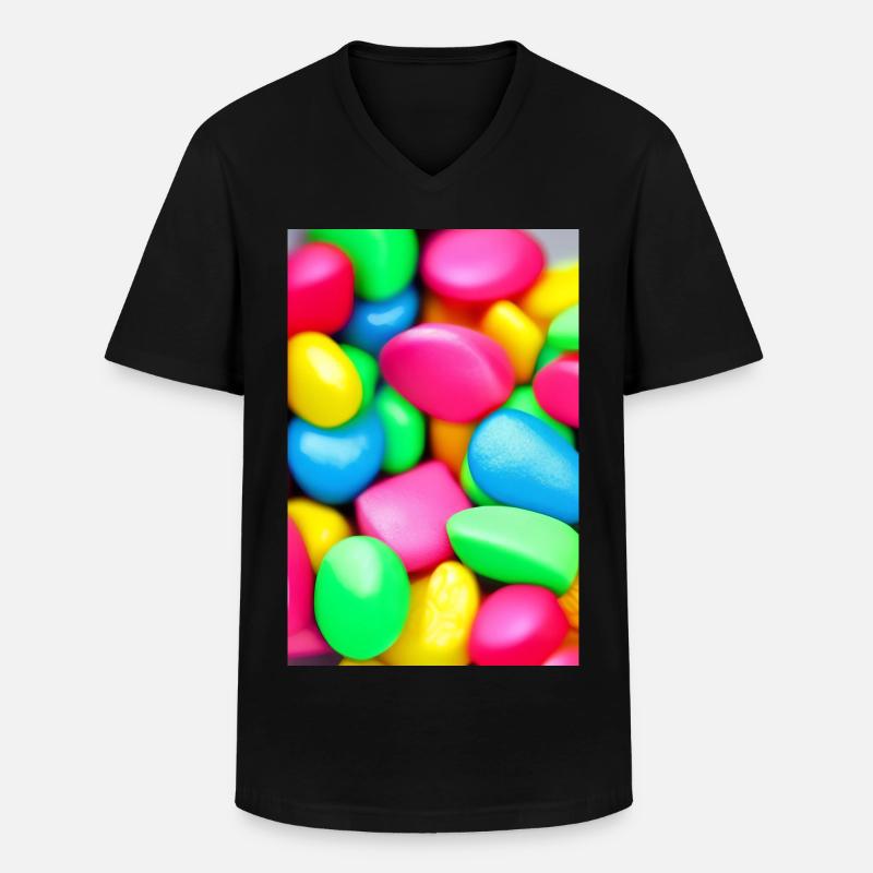 Bonbons - Männer-T-Shirt mit V-Ausschnitt - Schwarz