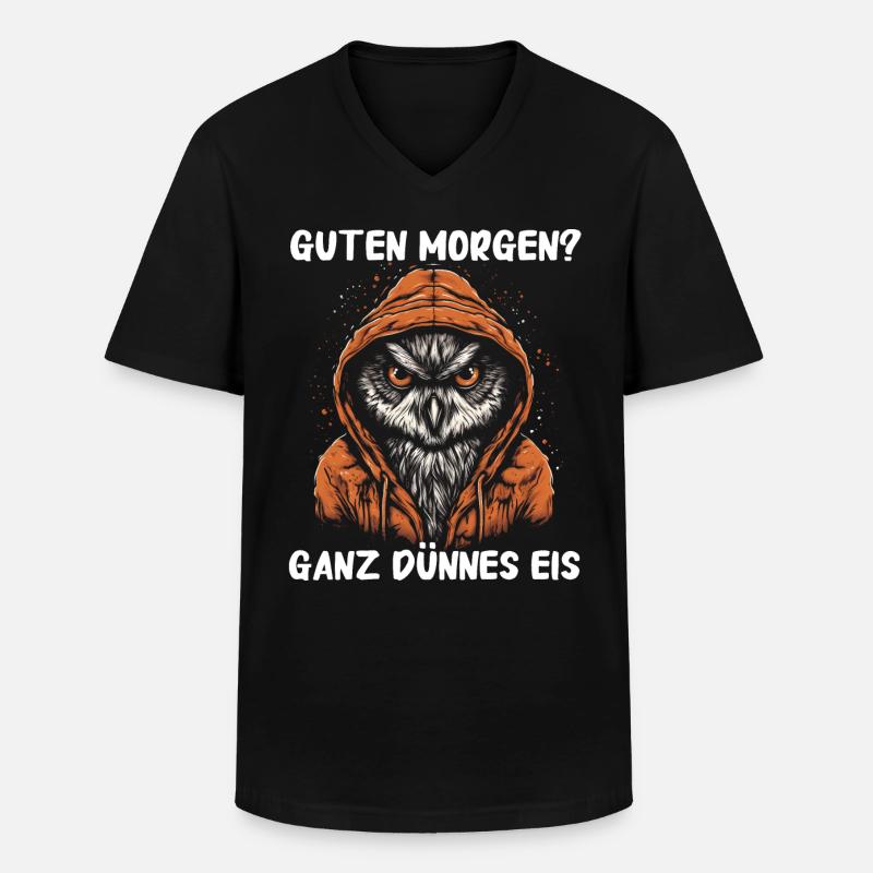 Nachteule Eule Eulen Vogel - Männer-T-Shirt mit V-Ausschnitt - Schwarz