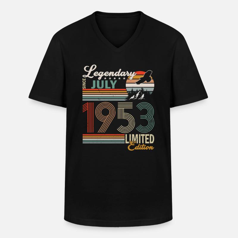 JULI 1953 - Männer-T-Shirt mit V-Ausschnitt - Schwarz