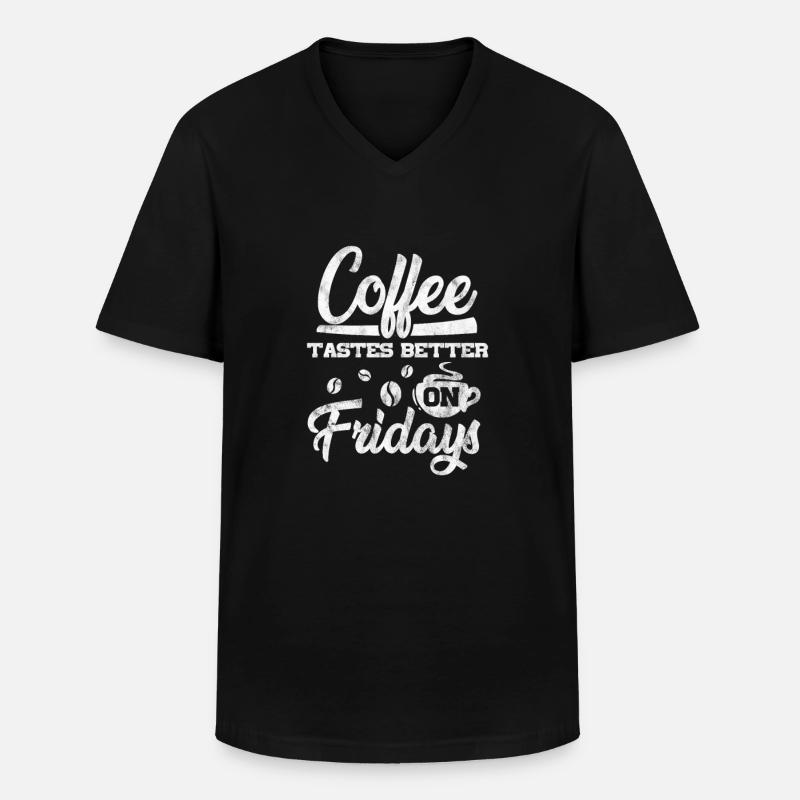 Kaffee - Männer-T-Shirt mit V-Ausschnitt - Schwarz