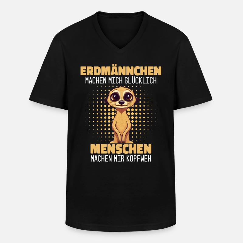 Erdmännchen Scharrtier Tier - Männer-T-Shirt mit V-Ausschnitt - Schwarz