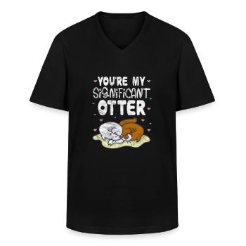 Otter - Männer-T-Shirt mit V-Ausschnitt - Schwarz - Vorne - AI Model Male 178 dark (178cm)
