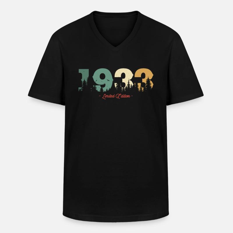 1933 Limitierte Auflage - Männer-T-Shirt mit V-Ausschnitt - Schwarz