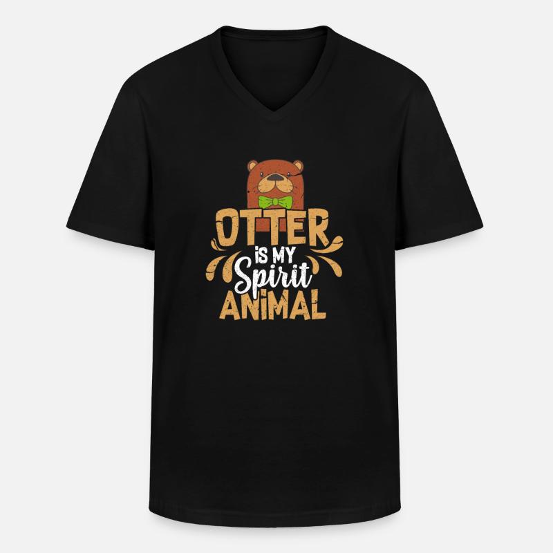 Otter - Männer-T-Shirt mit V-Ausschnitt - Schwarz
