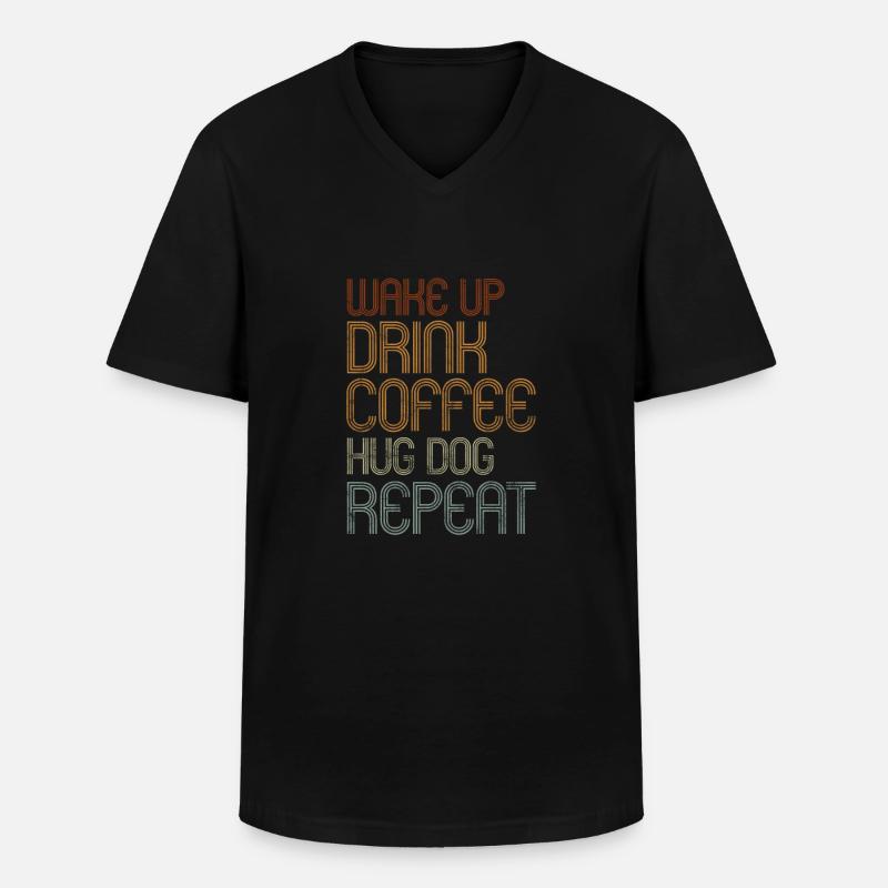 Kaffee Hunde - Männer-T-Shirt mit V-Ausschnitt - Schwarz