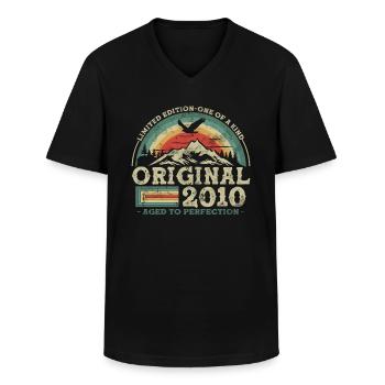 Birthday Gift 2010 - An unforgettable memory - Men's V-Neck T-Shirt - black - Front - AI Model Male 178 dark (178cm)