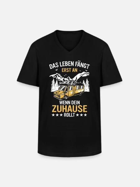 Camping Wohnwagen Camper - Männer-T-Shirt mit V-Ausschnitt - Schwarz