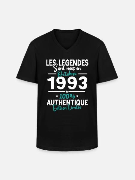 Legends October 1993 - 30 years - Men's V-Neck T-Shirt - black