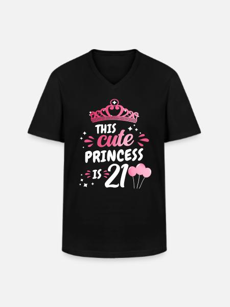 Gift 21 Years Birthday Child - Men's V-Neck T-Shirt - black