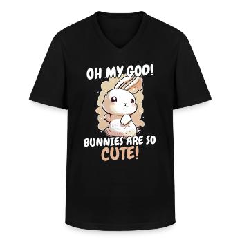 Lapin Lapin Animal Lapin - T-shirt col V Homme - noir - Devant - AI Model Male 178 dark (178cm)