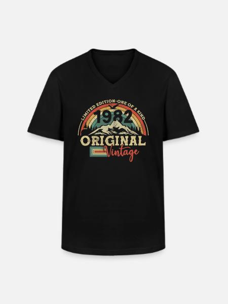 Millésime original 1982 - T-shirt col V Homme - noir