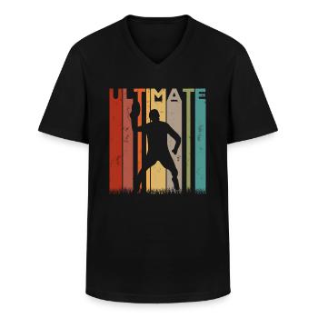 Ultimate Frisbee Frolf Disc Golf Flying Disc Sport - T-shirt col V Homme - noir - Devant - AI Model Male 178 dark (178cm)
