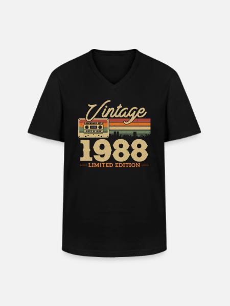 1988 Fête d’anniversaire - T-shirt col V Homme - noir