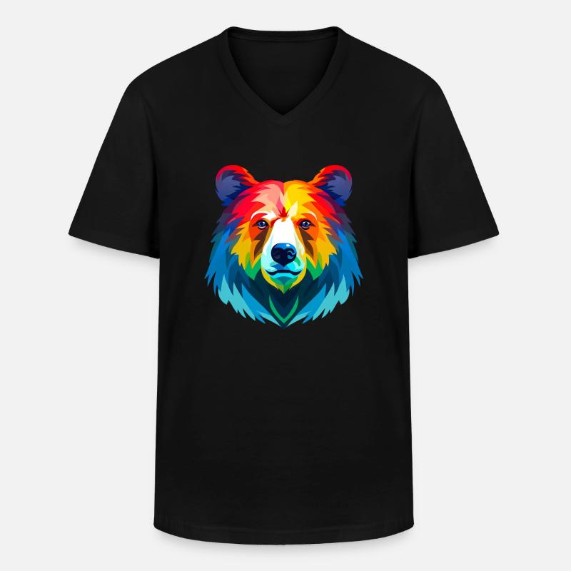 bunter Bär - Männer-T-Shirt mit V-Ausschnitt - Schwarz