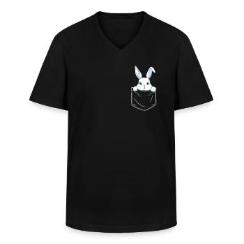 Hase Hasen Kaninchen Haustier - Männer-T-Shirt mit V-Ausschnitt - Schwarz - Vorne - AI Model Male 178 dark (178cm)