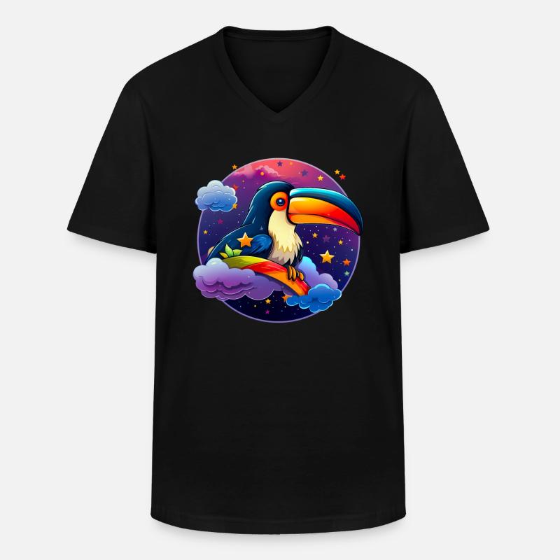 Tukan im Sternenmeer - Männer-T-Shirt mit V-Ausschnitt - Schwarz