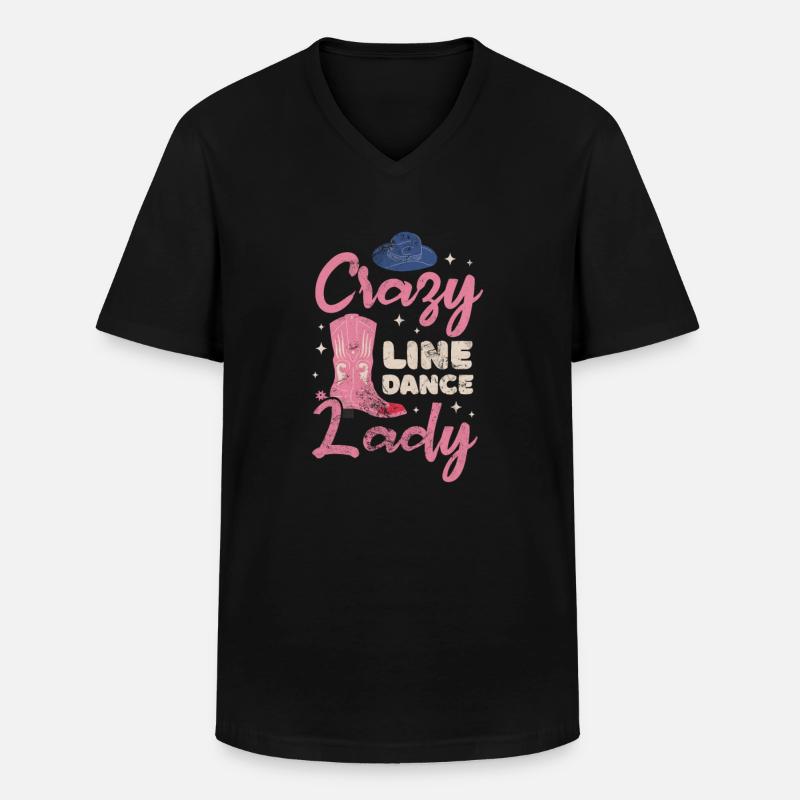 Linedance - Männer-T-Shirt mit V-Ausschnitt - Schwarz