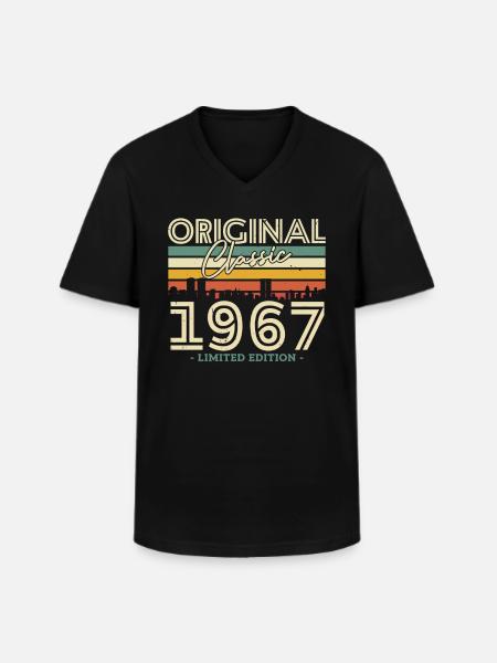 Millésime 1967 Cadeau 56/57 Anniversaire - T-shirt col V Homme - noir