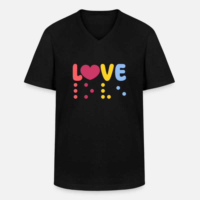 Braille Blindenschrift Blind Geschenk - Männer-T-Shirt mit V-Ausschnitt - Schwarz