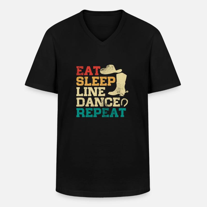 Linedance - Männer-T-Shirt mit V-Ausschnitt - Schwarz