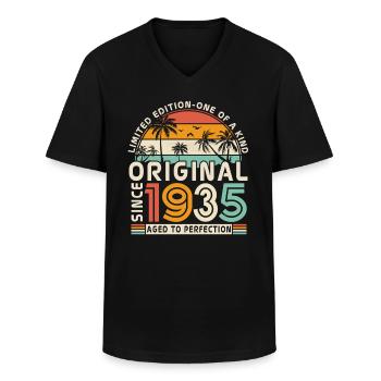 Vintage 1935 Geburtstagsgeschenk - Männer-T-Shirt mit V-Ausschnitt - Schwarz - Vorne - AI Model Male 178 dark (178cm)