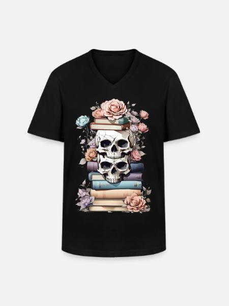 Stacks of books - Men's V-Neck T-Shirt - black