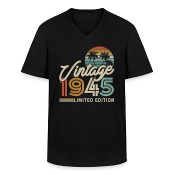 1945 Vintage Legends - Men's V-Neck T-Shirt - black - Front - AI Model Male 178 dark (178cm)