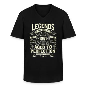 Legendary Birthday Present 1961 - Men's V-Neck T-Shirt - black - Front - AI Model Male 178 dark (178cm)