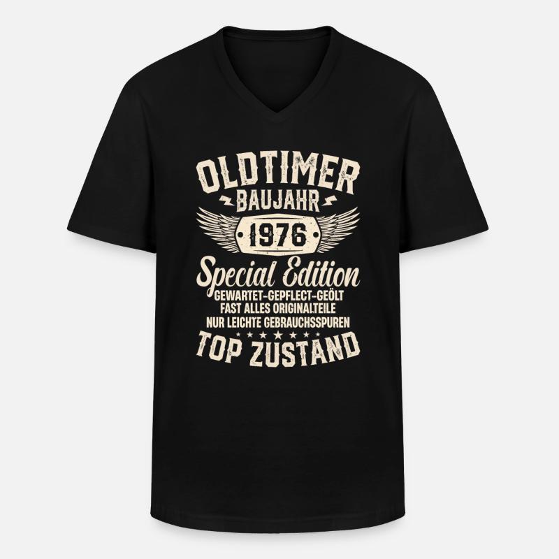Nostalgie-Geschenk '76er Oldtimer - Männer-T-Shirt mit V-Ausschnitt - Schwarz
