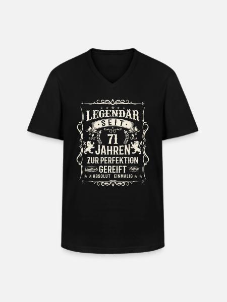 71 Jahre Perfektion - Männer-T-Shirt mit V-Ausschnitt - Schwarz