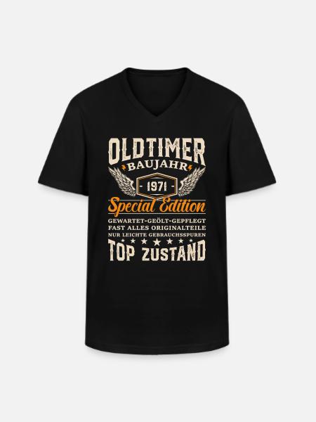 1971 Oldtimer Geschenk - Männer-T-Shirt mit V-Ausschnitt - Schwarz