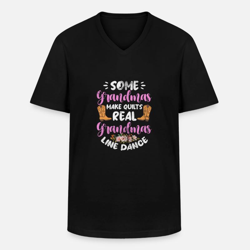 Linedance - Männer-T-Shirt mit V-Ausschnitt - Schwarz