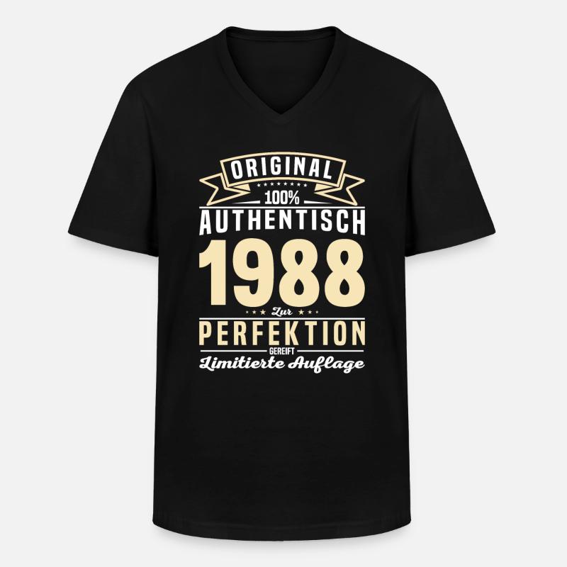 Authentisch seit 1988 - Männer-T-Shirt mit V-Ausschnitt - Schwarz