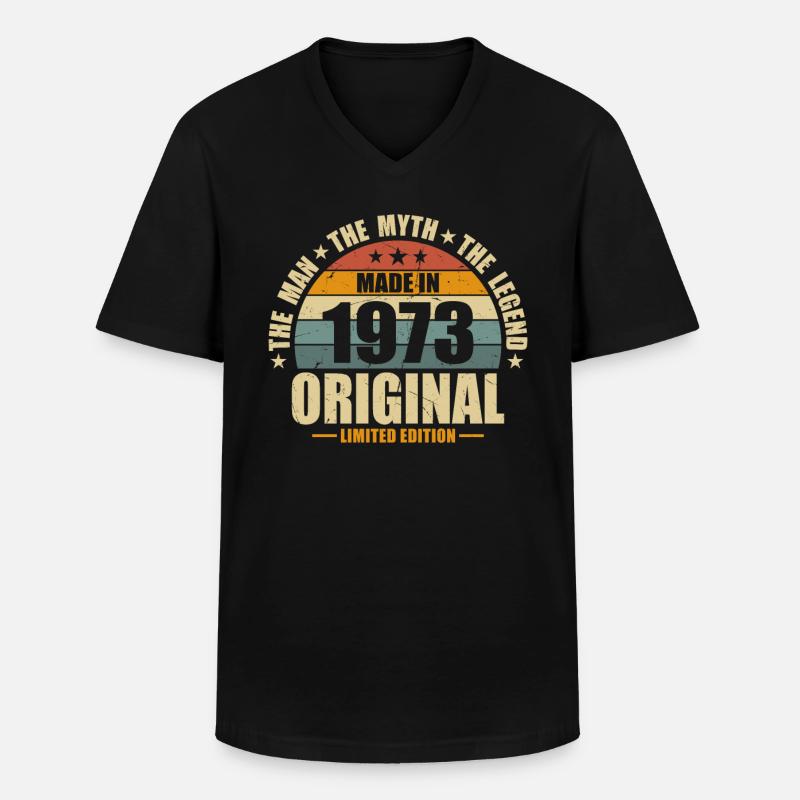 Limitierte Auflage: Mythical Man 1973 - Männer-T-Shirt mit V-Ausschnitt - Schwarz