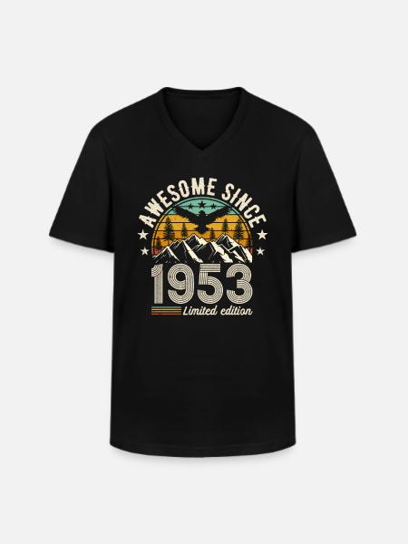 1953 Birthday - Men's V-Neck T-Shirt - black