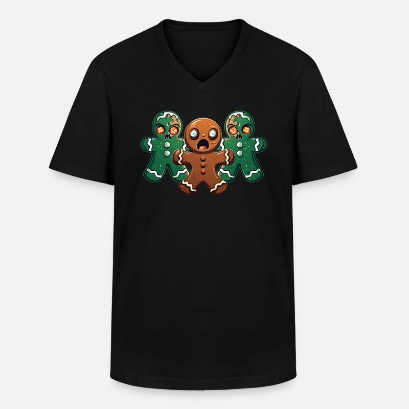 Walking Gingerbread - Männer-T-Shirt mit V-Ausschnitt - Schwarz