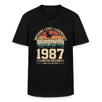 1987 - Ein legendäres Jahr - Männer-T-Shirt mit V-Ausschnitt - Schwarz - Vorne - AI Model Male 178 dark (178cm)