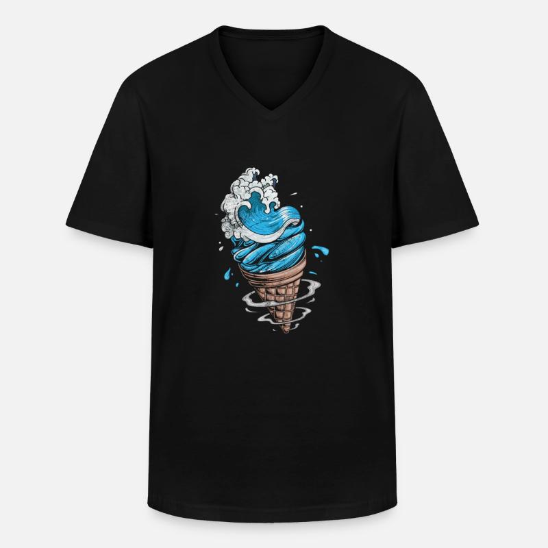 Eiscreme - Männer-T-Shirt mit V-Ausschnitt - Schwarz