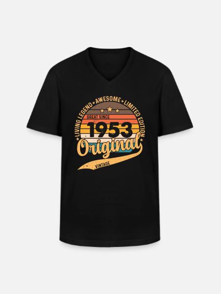70 års fødselsdag årgang 1953 - Klassisk herre T-shirt med V-udskæring - sort