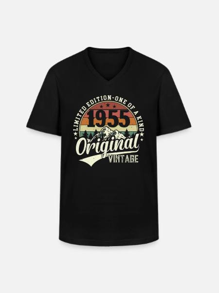 Birthday Joy '55 - Men's V-Neck T-Shirt - black