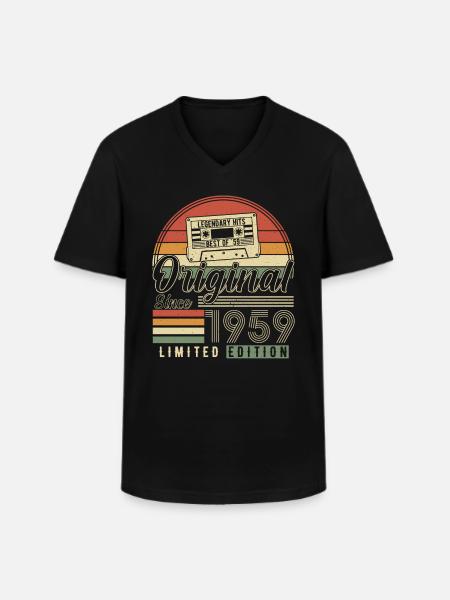 Legendary 65th birthday 1959 - Men's V-Neck T-Shirt - black