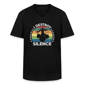 I Destroy Silence Percussion Batteur Percussionniste - T-shirt col V Homme - noir - Devant - AI Model Male 178 dark (178cm)