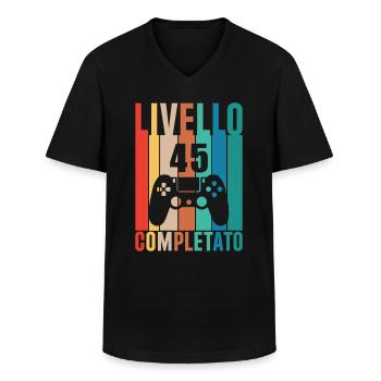 Niveau 45 - T-shirt col V Homme - noir - Devant - AI Model Male 178 dark (178cm)