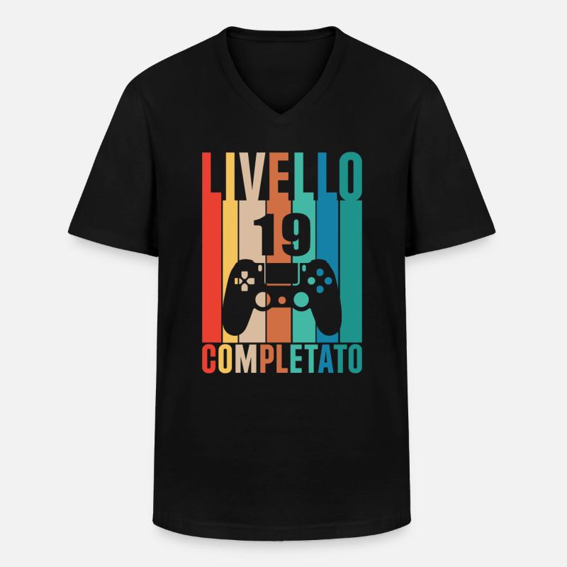 Stufe 19 - Männer-T-Shirt mit V-Ausschnitt - Schwarz