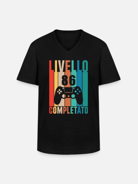 Level 86 Unlocked 86 Birthday - Men's V-Neck T-Shirt - black