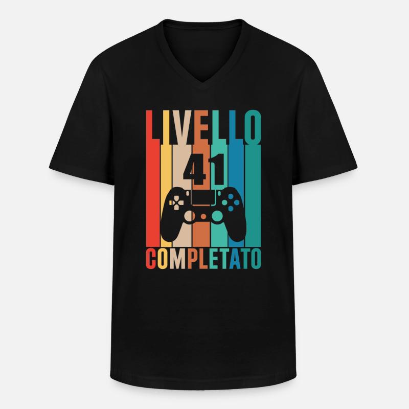 Stufe 41 - Männer-T-Shirt mit V-Ausschnitt - Schwarz