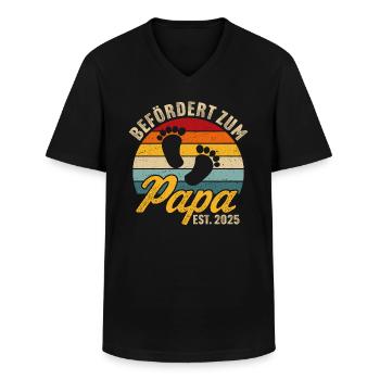 Retro befördert zum papa 2025 ich werde vater 2025 - Männer-T-Shirt mit V-Ausschnitt - Schwarz - Vorne - AI Model Male 178 dark (178cm)