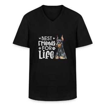 Doberman - Men's V-Neck T-Shirt - black - Front - AI Model Male 178 dark (178cm)