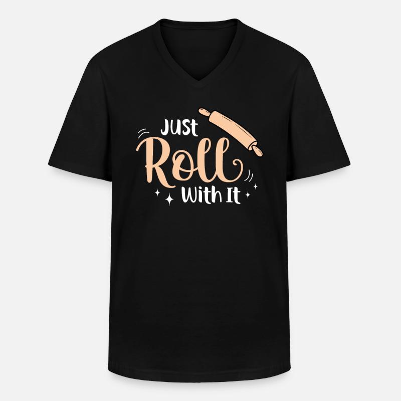 Bäcker Bäckerein Backwaren Backen Geschenk - Männer-T-Shirt mit V-Ausschnitt - Schwarz