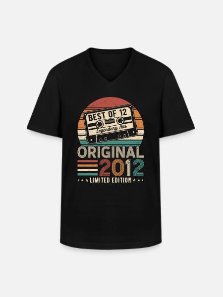 Time Travel Birthday 2012 - Men's V-Neck T-Shirt - black